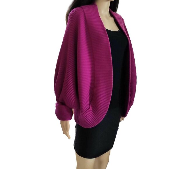 Givenchy Fuchsia Pink Ribbed Cardigan Sweater 4 & 6 - Picture 4 of 12